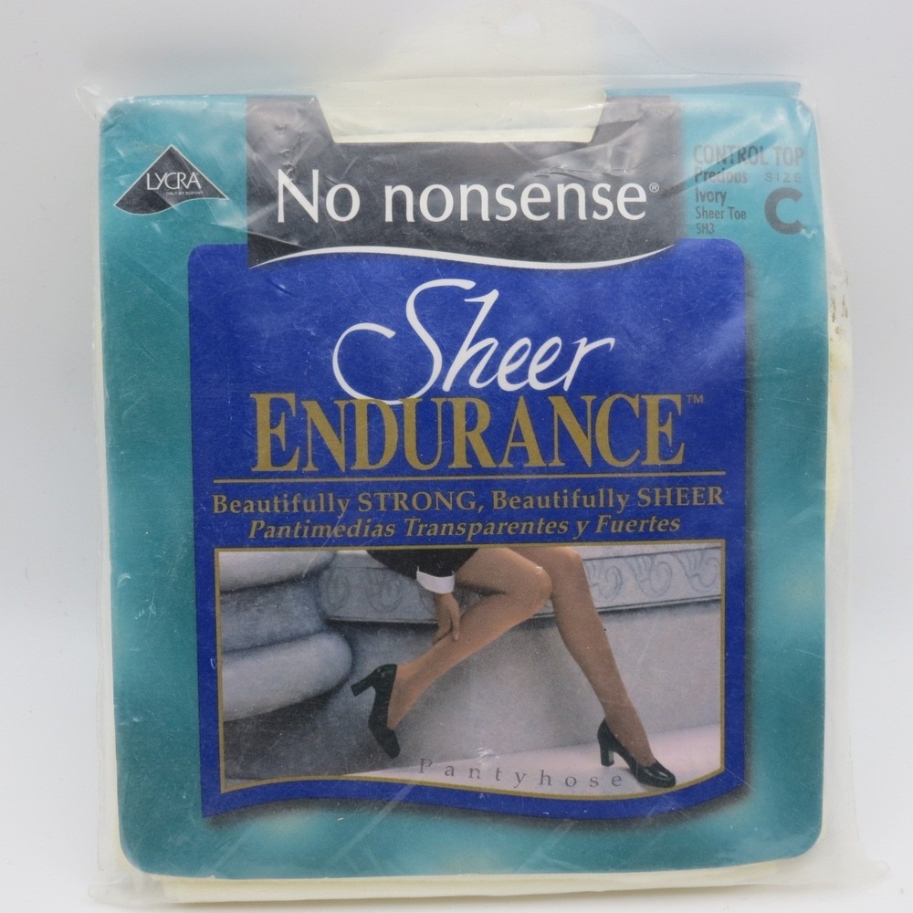 No Nonsense Sheer Endurance Control Top Sheer Toe Pantyhose Ivory Comfort Size C